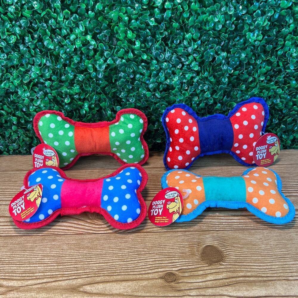 New Bundle Of 4 Doggy Plush Toy Colorful Dog Bones. Pet Toys Dog Toys Gift